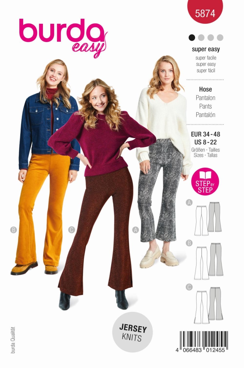 Hose Schnittmuster für Damen Burda 5874 mit Nähanleitung