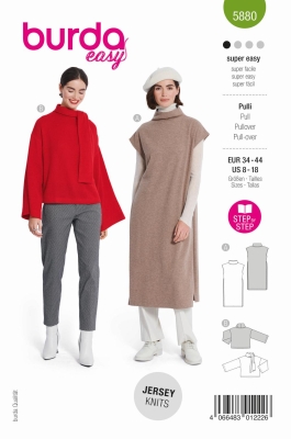 Pullover Schnittmuster für Damen Burda 5880 mit Nähanleitung