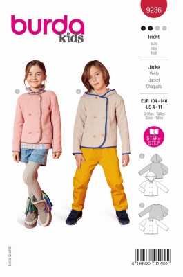childrens-jackets sewing pattern for kids burda 9236 sewing instructions