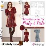 Frau im romantischen Samtkleid genäht nach dem...