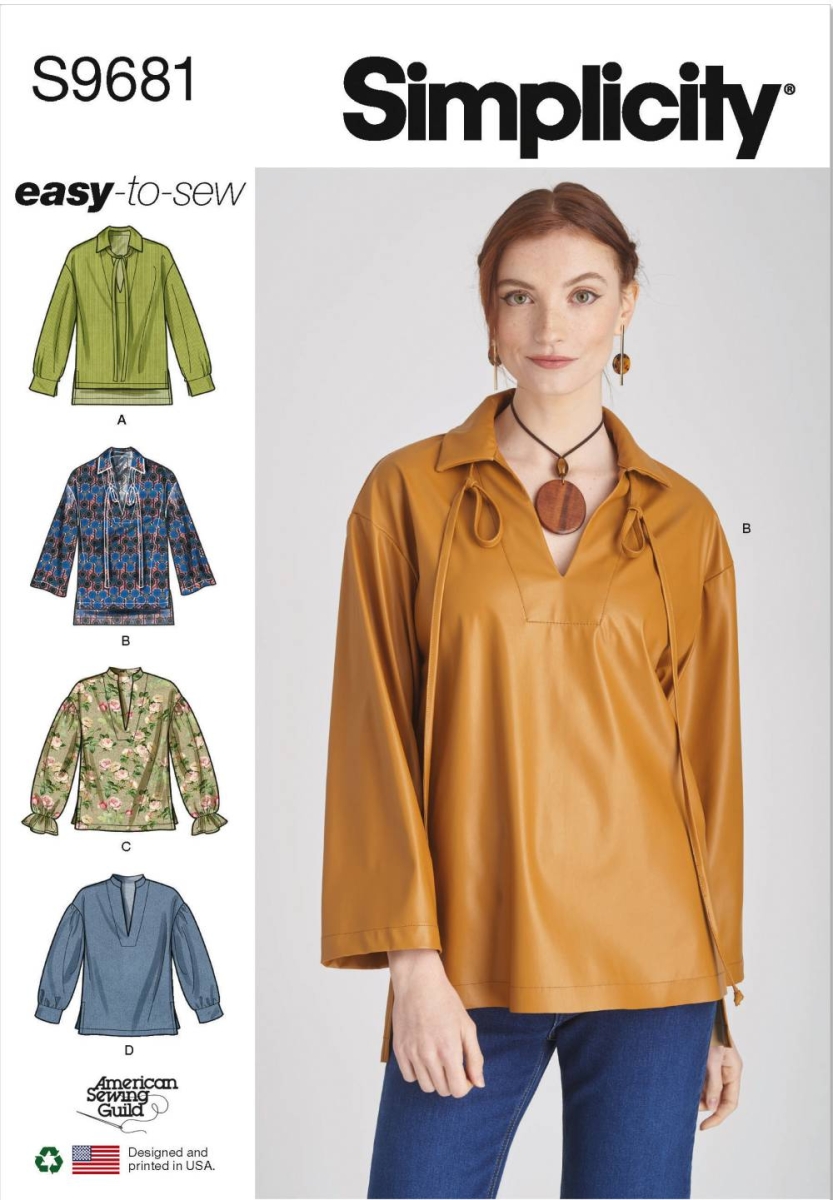 Bluse Schnittmuster für Damen Simplicity 9681 mit Nähanleitung