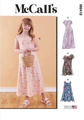 girls-dress sewing pattern for girls mcCalls 8418 sewing instructions