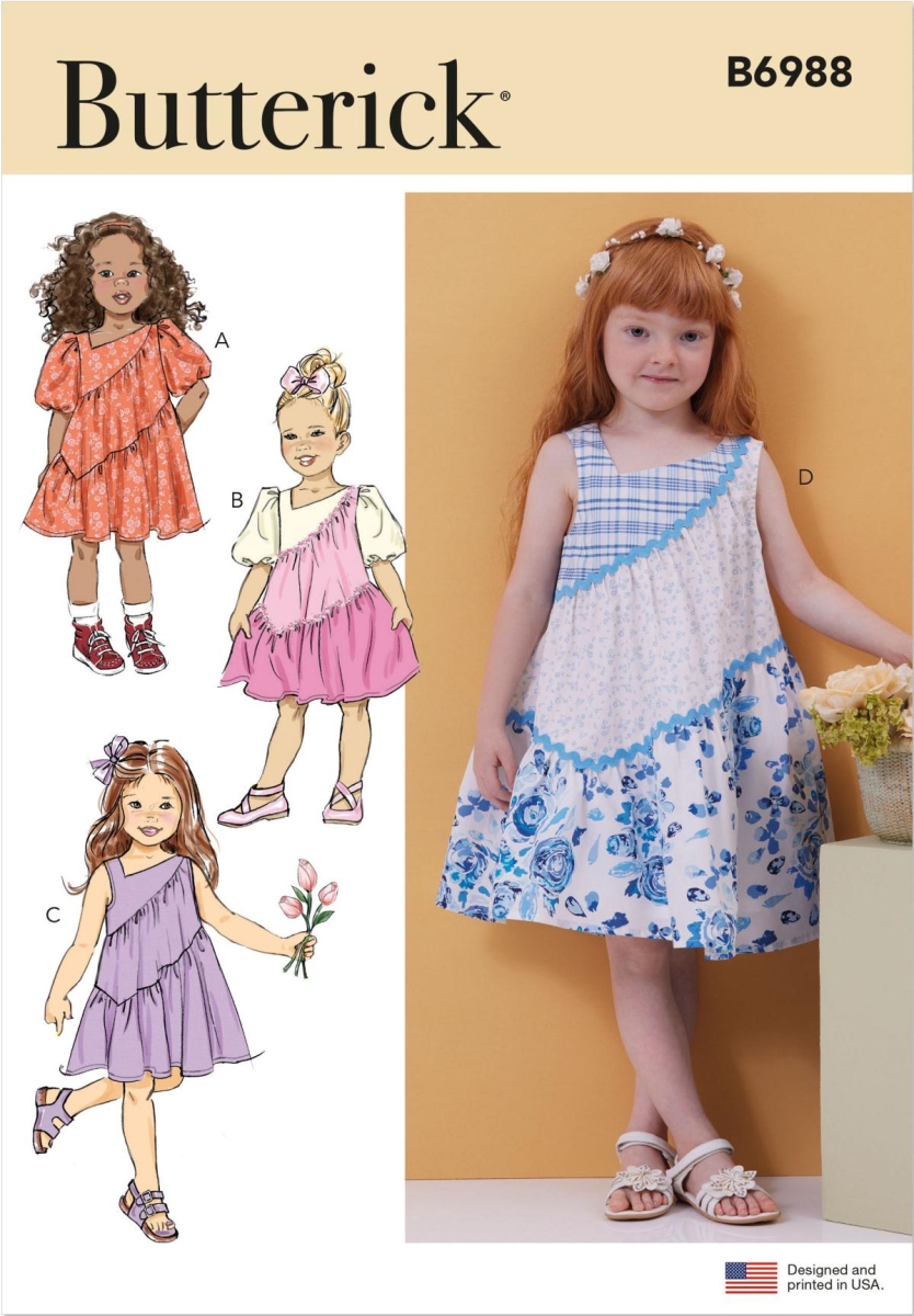 Mädchenkleid Schnittmuster für Mädchen Butterick 6988 mit Nähanleitung