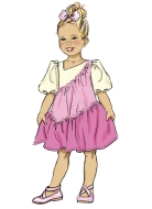Schnittmuster schräges Stufenkleid für Mädchen Butterick 6988 Gr. 98-128