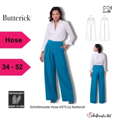Hose Schnittmuster für Damen Butterick 6973 mit Nähanleitung