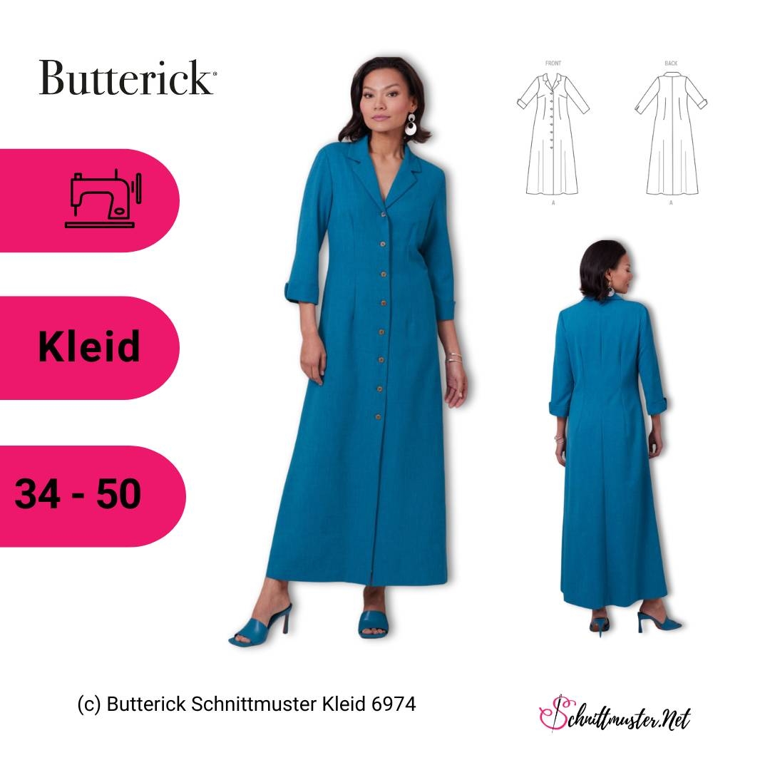 Kleid Schnittmuster für Damen Butterick 6974 mit Nähanleitung