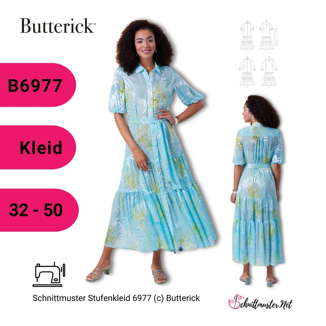 Kleid Schnittmuster für Damen Butterick 6977 mit Nähanleitung