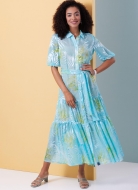 Schnittmuster durchgeknöpftes Damenkleid, hübsches Stufenkleid Butterick 6977 Gr. 32-50