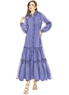 Schnittmuster durchgeknöpftes Damenkleid, hübsches Stufenkleid Butterick 6977 Gr. 32-50