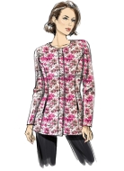 Schnittmuster kragenlose Damenjacke, figurnahe Blusenjacke Butterick 6979 Gr. 34-52