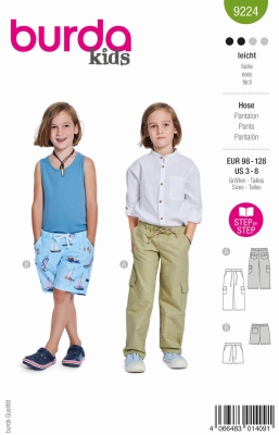 childrens-trousers sewing pattern for kids burda 9224 sewing instructions