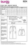 Sewing pattern Childrens pants, pull-on pants, Bermuda Burda 9224