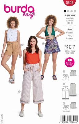Hose Schnittmuster für Damen Burda 5808 mit Nähanleitung