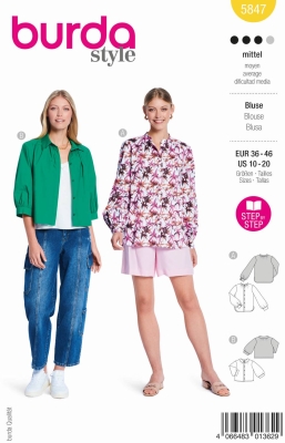 blouse sewing pattern for women burda 5847 sewing instructions