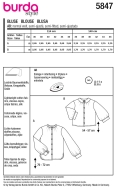 Sewing pattern Misses blouse with stand-up collar Burda 5847