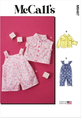 baby-combination sewing pattern for Babys mcCalls 8487 sewing instructions