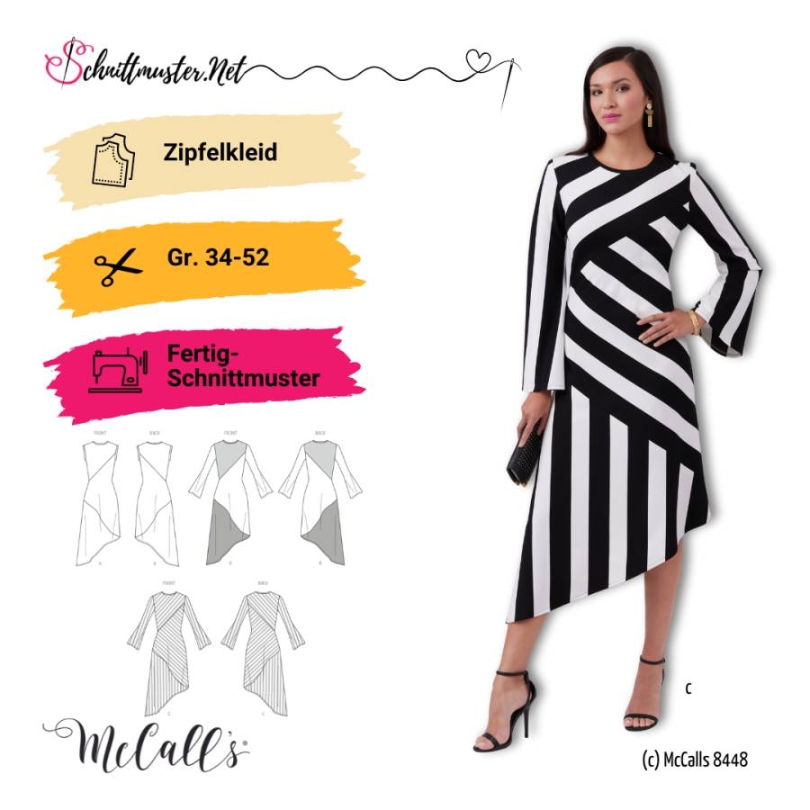 Kleid Schnittmuster für Damen McCalls 8448 mit Nähanleitung