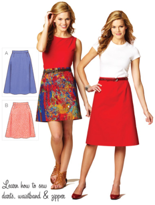 Sewing pattern KwikSew 3877 skirt XS-S-M-L-XL