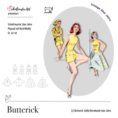 Vintage Schnittmuster für Damen Butterick 6989 mit Nähanleitung
