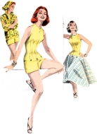 Schnittmuster taillierten Playsuit mit Bluse und Rock Retro 50er Jahre Butterick 6989 Gr. 32-50