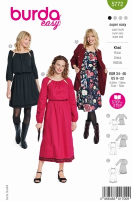 Kleid Schnittmuster für Damen Burda 5772 mit Nähanleitung