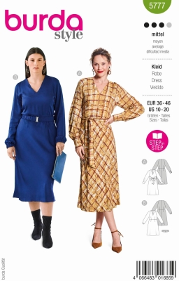 Kleid Schnittmuster für Damen Burda 5777 mit Nähanleitung