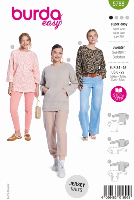 Pullover Schnittmuster für Damen Burda 5788 mit Nähanleitung