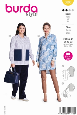 Bluse Schnittmuster für Damen Burda 5800 mit Nähanleitung