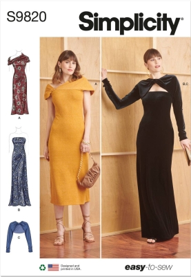 Kleid Schnittmuster für Damen Simplicity 9820 mit Nähanleitung