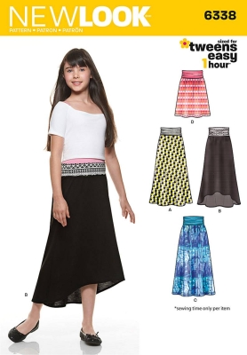 girls-skirt sewing pattern for kids newlook 6338 sewing instructions