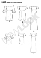 off-shoulder dresses paper sewing pattern newlook 6550...