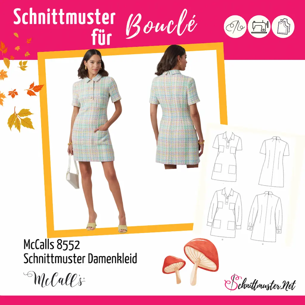 Kleid Schnittmuster für Damen McCalls 8552 mit Nähanleitung
