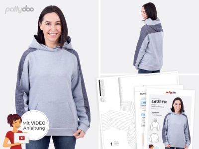 Vorderansicht des Oversize-Hoodies „Lauryn“ mit Kapuze und Kängurutasche
