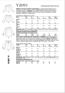 Sewing pattern Misses blouse with Carmen neckline and tie straps Vogue 2091