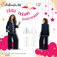 Misses’s satin pajama set with frog closures and...