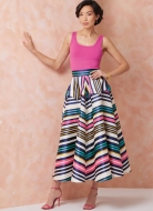Schnittmuster schwungvoller Damenrock in zwei Längen mit angesetztem Peplumteil Vogue 2116 Gr. 32-50