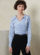 Schnittmuster ausgefallene Damenbluse mit Wickeleffekt, Drapage und weitem Ausschnitt Vogue 2113 Gr. 34-52