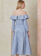 Schnittmuster ausgefallenes Sommerkleid schulterfrei mit Gürtel Vogue 2104 Gr. 34-52
