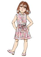 Schnittmuster geknöpftes Mädchenkleid mit kurzen Ärmeln Butterick 7033 Gr. 98-128