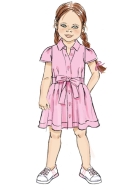 Schnittmuster geknöpftes Mädchenkleid mit kurzen Ärmeln Butterick 7033 Gr. 98-128