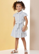 Schnittmuster geknöpftes Mädchenkleid mit kurzen Ärmeln Butterick 7033 Gr. 98-128