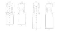 Modeldrawing of sewing pattern Butterick 7022 for summery...