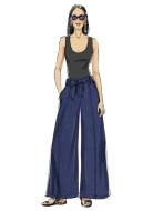 Schnittmuster weite Damenhose, Hüfthose in 2 Längen mit Stoffgürtel Butterick 7024 Gr. 34-52