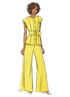 Schnittmuster klassische Damenkombination aus geknöpftem Oberteil und weiterer Damenhose Butterick 7028 Gr. 32-50