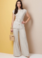 Schnittmuster klassische Damenkombination aus geknöpftem Oberteil und weiterer Damenhose Butterick 7028 Gr. 32-50