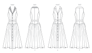 Modeldrawing of sewing pattern Butterick 7037 for elegant...