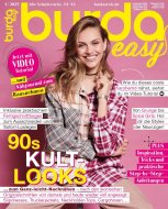 Frau trägt kariertes Hemd aus der burda easy 3/2025,...
