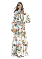Schnittmuster bodenlange Boho-Kombination mit Stufenrock Vogue 2127 Gr. 32-50