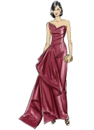 Schnittmuster schulterfreies Abendkleid mit Oberteil-Drapage und seitlicher Schleppe Vogue 2131 Gr. 32-50