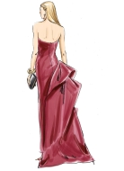 Schnittmuster schulterfreies Abendkleid mit Oberteil-Drapage und seitlicher Schleppe Vogue 2131 Gr. 32-50